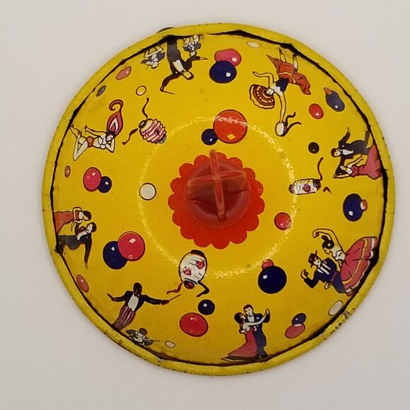 Vintage US Metal Toy Company tin art litho noisemaker bell style New Years theme - Picture 5 of 8